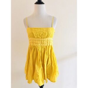 BCBGirls | Spaghetti Strap Eyelet Top S Small Yellow Cotton Tied Embroidered
